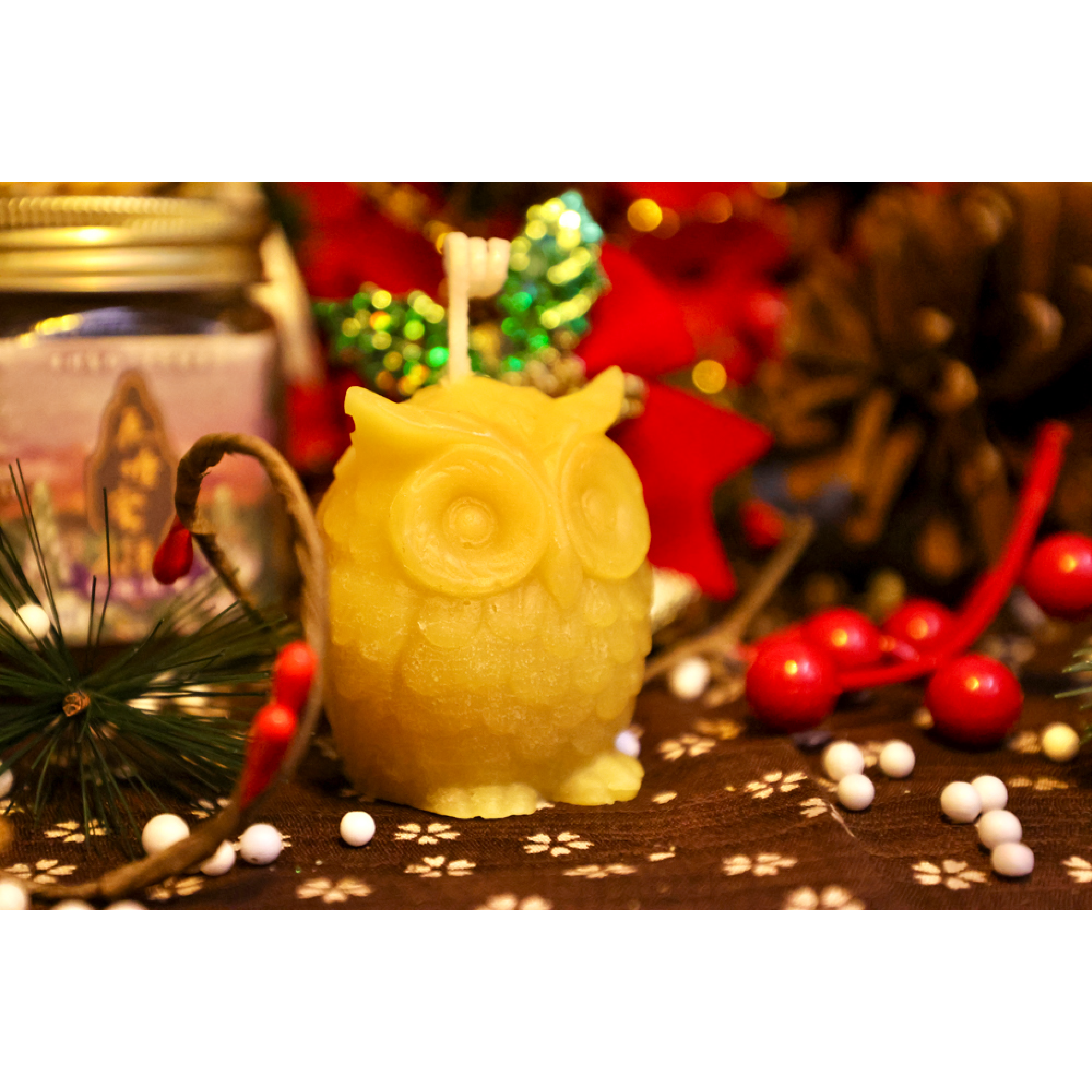【魚塘蜜語】貓頭鷹造型蜂蠟蠟燭   Beeswax Owl Shaped Candle